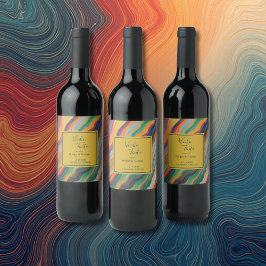 抽象芸術大理石アフリカの目的地の結婚式 ワインラベル