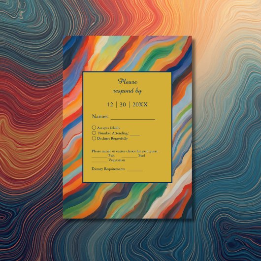 抽象芸術大理石アフリカの目的地の結婚式 出欠カード