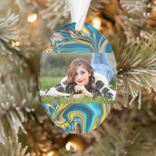 抽象芸術大理石スワーズ黄色ティール(緑がかった色)ターコイズブルー オーナメント (ツリー)