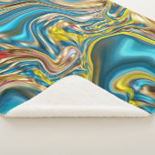 抽象芸術大理石スワーズ黄色ティール（緑がかった色）ターコイズブルー シェルパブランケット (3/4)