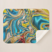 抽象芸術大理石スワーズ黄色ティール（緑がかった色）ターコイズブルー シェルパブランケット (正面(横))