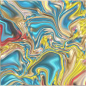 抽象芸術大理石スワーズ黄色ティール（緑がかった色）ターコイズブルー シール (正面)