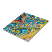 抽象芸術大理石スワーズ黄色ティール(緑がかった色)ターコイズブルー タイル (側面)