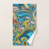 抽象芸術大理石スワーズ黄色ティール（緑がかった色）ターコイズブルー バスタオルセット (ハンドタオル)
