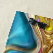 抽象芸術大理石スワーズ黄色ティール（緑がかった色）ターコイズブルー ビーチタオル (インサイチュ)