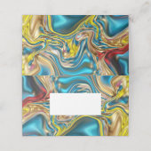 抽象芸術大理石スワーズ黄色ティール(緑がかった色)ターコイズブルー プレイスカード (外部開封)