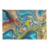 抽象芸術大理石スワーズ黄色ティール(緑がかった色)ターコイズブルー 枕カバー (裏面-右)