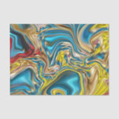 抽象芸術大理石スワーズ黄色ティール（緑がかった色）ターコイズブルー 薄葉紙 (正面)