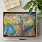 抽象芸術大理石スワーズ黄色ティール（緑がかった色）ターコイズブルー 薄葉紙 (ギフト)