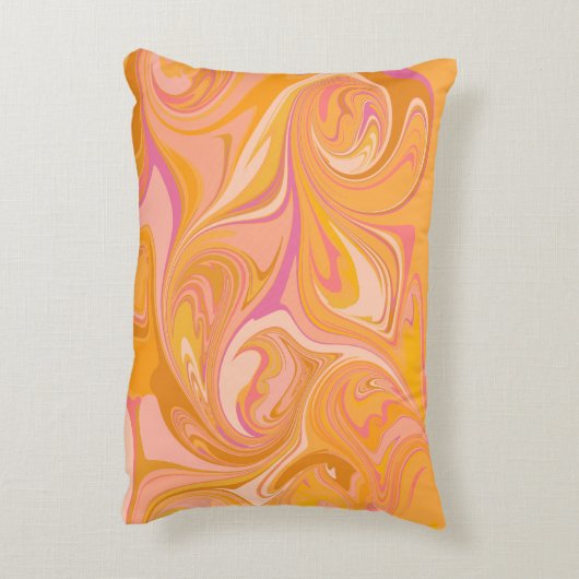 抽象芸術大理石スワールアート(黄色) アクセントクッション (裏面(縦))
