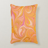 抽象芸術大理石スワールアート(黄色) アクセントクッション (正面(垂直))