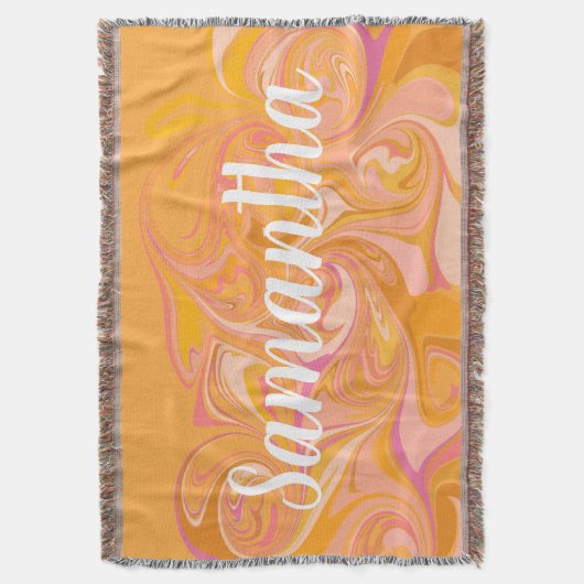 抽象芸術大理石スワールアート(黄色) スローブランケット (正面縦)