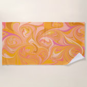 抽象芸術大理石スワールアート（黄色） ビーチタオル (正面)