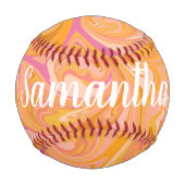 抽象芸術大理石スワールアート（黄色） 野球ボール (裏面)