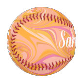抽象芸術大理石スワールアート（黄色） 野球ボール (正面左)