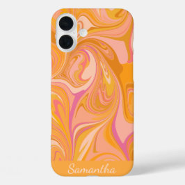 抽象芸術大理石スワールアート（黄色） iPhone 16 PLUSケース