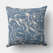 抽象芸術大理石スワールパターンネイビーブルークリーム クッション (裏面)