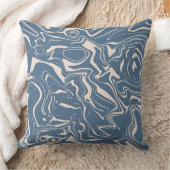 抽象芸術大理石スワールパターンネイビーブルークリーム クッション (ブランケット)