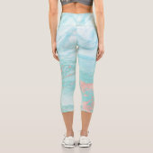 抽象芸術大理石ターコイズブルーバラ金ゴールド旋回 カプリレギンス (裏面)