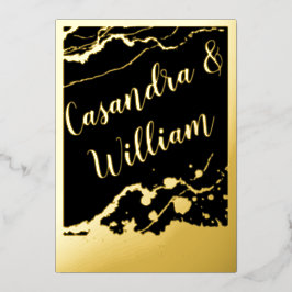 抽象芸術大理石ビーニング縁ど結婚金ゴールド 箔招待状