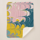 抽象芸術大理石モダンEbruパターンティール（緑がかった色）とピンク シェルパブランケット (正面)