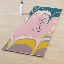 抽象芸術大理石モダンEbruパターンティール（緑がかった色）とピンク