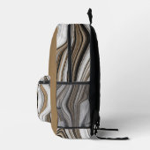 抽象芸術大理石旋回パターン – 黒タングレーホワイト プリントバックパック (右)