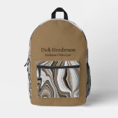 抽象芸術大理石旋回パターン – 黒タングレーホワイト プリントバックパック (正面)