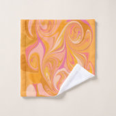 抽象芸術大理石渦巻きアート(黄) バスタオルセット (ウォッシュタオル)