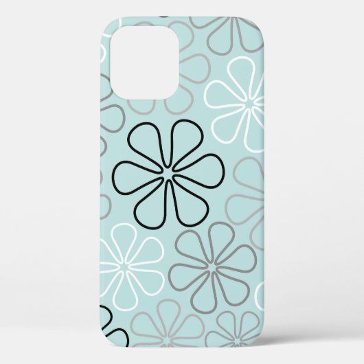 抽象芸術大花輪郭BWG+アヒル卵青 Case-Mate iPhoneケース (裏面)
