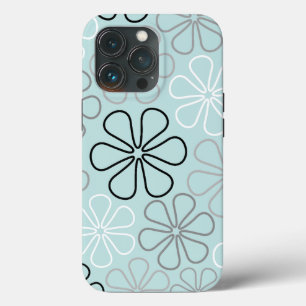 抽象芸術大花輪郭BWG+アヒル卵青 iPhone 13 PROケース