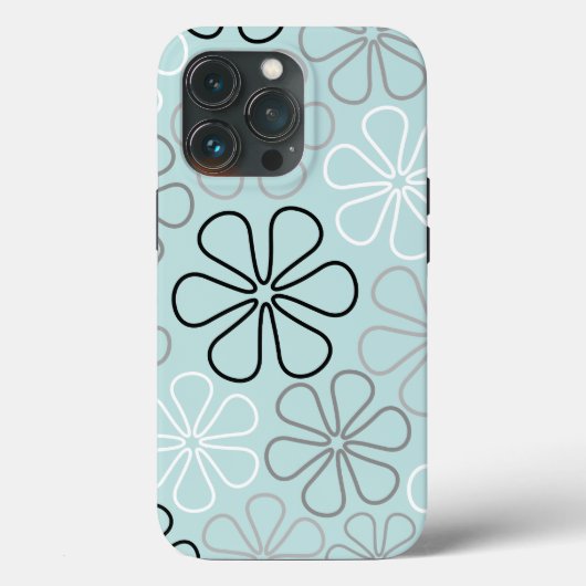 抽象芸術大花輪郭BWG+アヒル卵青 Case-Mate iPhoneケース (裏面)