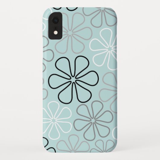 抽象芸術大花輪郭BWG+アヒル卵青 Case-Mate iPhoneケース (裏面)