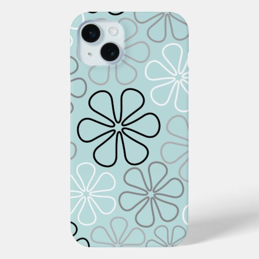 抽象芸術大花輪郭BWG+アヒル卵青 Case-Mate iPhoneケース (裏面)