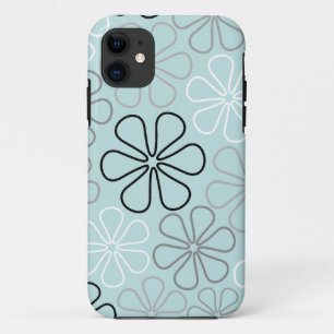 抽象芸術大花輪郭BWG+アヒル卵青 iPhone 11 ケース