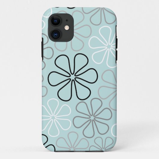 抽象芸術大花輪郭BWG+アヒル卵青 Case-Mate iPhoneケース (裏面)