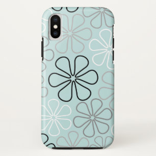抽象芸術大花輪郭BWG+アヒル卵青 iPhone X ケース