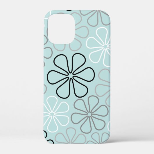 抽象芸術大花輪郭BWG+アヒル卵青 Case-Mate iPhoneケース (裏面)