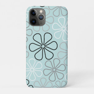 抽象芸術大花輪郭BWG+アヒル卵青 iPhone 11 PROケース