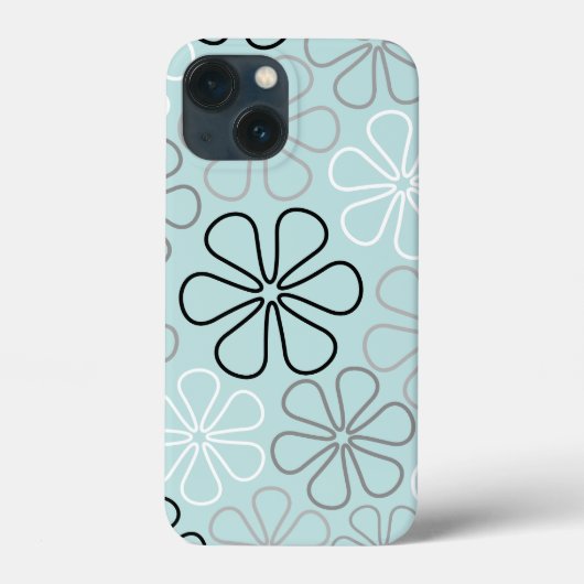抽象芸術大花輪郭BWG+アヒル卵青 Case-Mate iPhoneケース (裏面)
