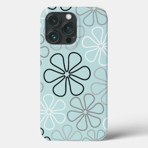 抽象芸術大花輪郭BWG+アヒル卵青 iPhone 13 PROケース