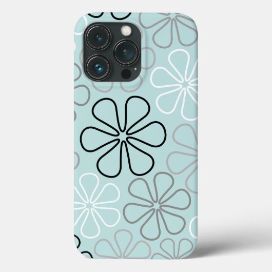 抽象芸術大花輪郭BWG+アヒル卵青 Case-Mate iPhoneケース (裏面)