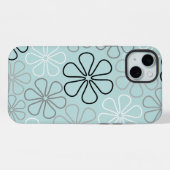 抽象芸術大花輪郭BWG+アヒル卵青 iPhoneケース (裏面横)