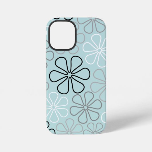 抽象芸術大花輪郭BWG+アヒル卵青 iPhoneケース (裏面)