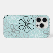 抽象芸術大花輪郭BWG+アヒル卵青 iPhoneケース (裏面横)