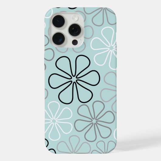 抽象芸術大花輪郭BWG+アヒル卵青 iPhoneケース (裏面)