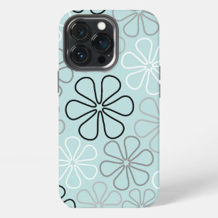 抽象芸術大花輪郭BWG+アヒル卵青 iPhone 13 PROケース
