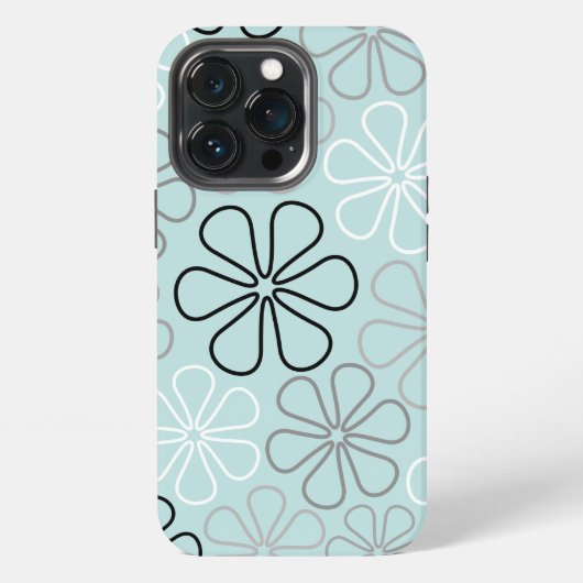 抽象芸術大花輪郭BWG+アヒル卵青 iPhoneケース (裏面)