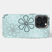 抽象芸術大花輪郭BWG+アヒル卵青 iPhoneケース (裏面横)