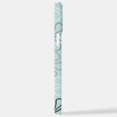 抽象芸術大花輪郭BWG+アヒル卵青 iPhoneケース (右側面)